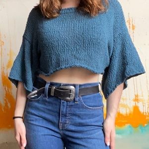 Urban Outfitters Cropped Aqua Sweater